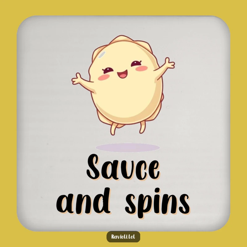 Funny Ravioli Cartwheel Drink Coaster: Protect Surfaces with Pasta Fun