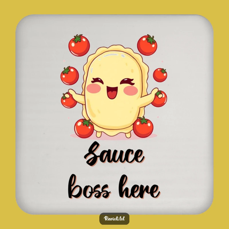 Funny Ravioli Juggling Tomatoes Coaster: Protect Surfaces with Italian Charm