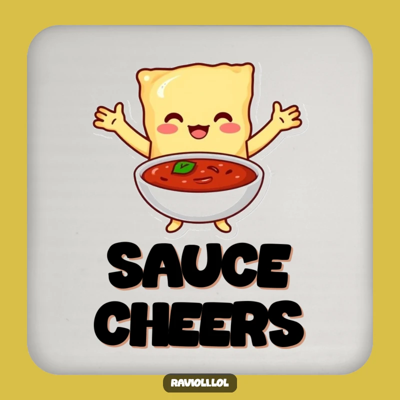 Funny Ravioli Marinara Hug Coaster Set - Protect Surfaces with Sauce Love