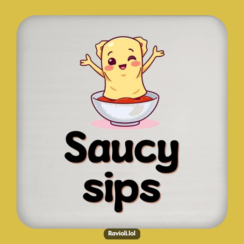 Funny Ravioli Sauce Dance Drink Coaster - Protect Surfaces with Fun Gift