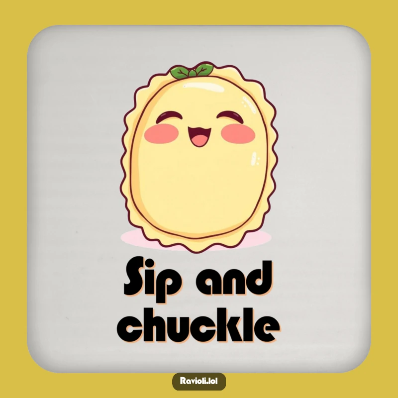 Funny Giggling Ravioli Coaster: Protect Surfaces with Joyful Italian Pasta, Humorous Gift