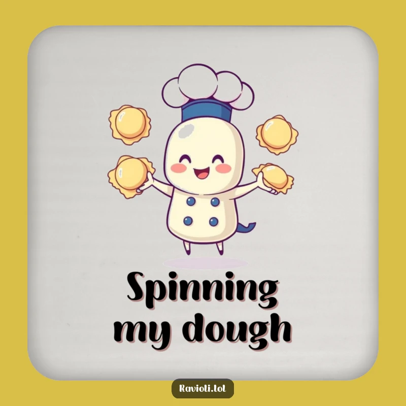 Funny Ravioli Chef Coaster: Juggling Protection - Protect Surfaces Funny Gift