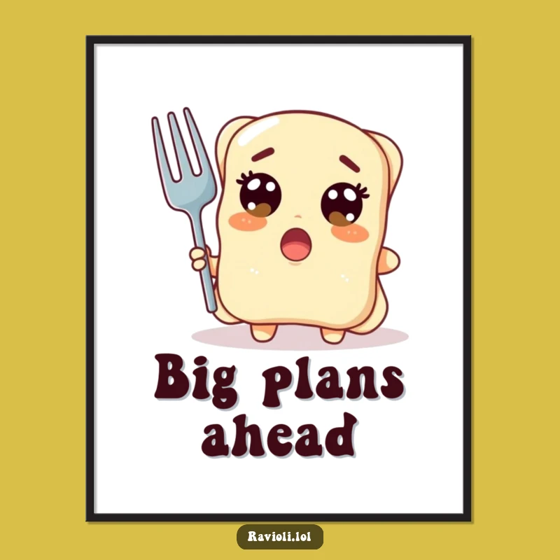 Funny Ravioli Surprise Poster: Hilarious Fork Art, Decor Gift