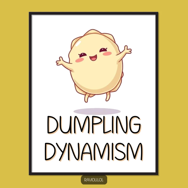 Funny Ravioli Cartwheel Poster: Decorate with Joyful Pasta Art