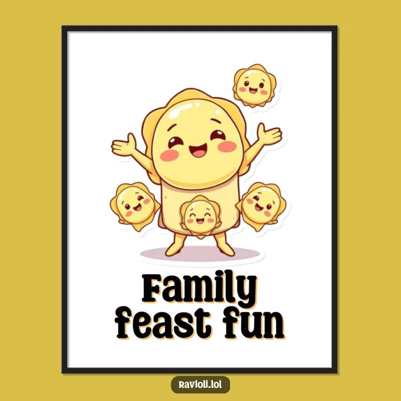 Funny Ravioli Juggling Poster: Food Art Fun, Perfect Humorous Decor