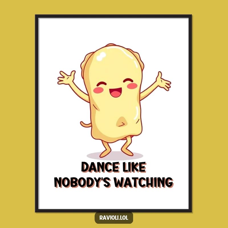 Funny Clumsy Dance Ravioli Poster - Hilarious Pasta Moves Art