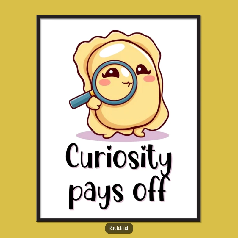 Funny Detective Ravioli Poster: Pasta's Keen Eye, Perfect Funny Gift for Wall Decor