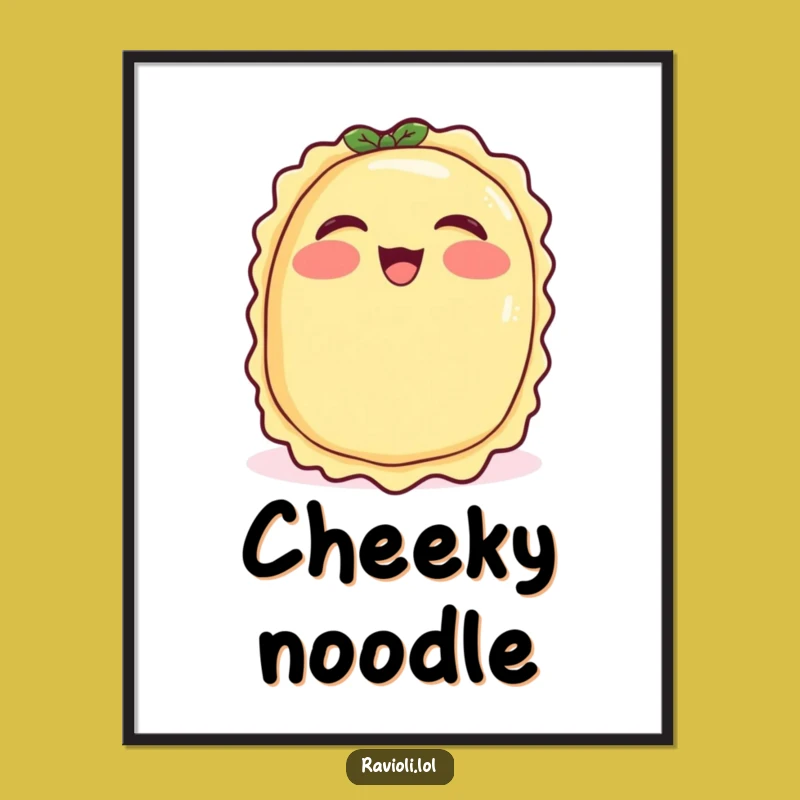 Funny Giggling Ravioli Poster: Cheerful Italian Food Art, Vibrant Humorous Decor