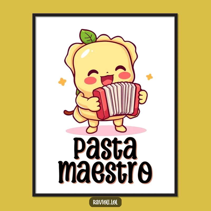 Funny Ravioli Accordion Poster - Vibrant Art for Music Lovers' Walls