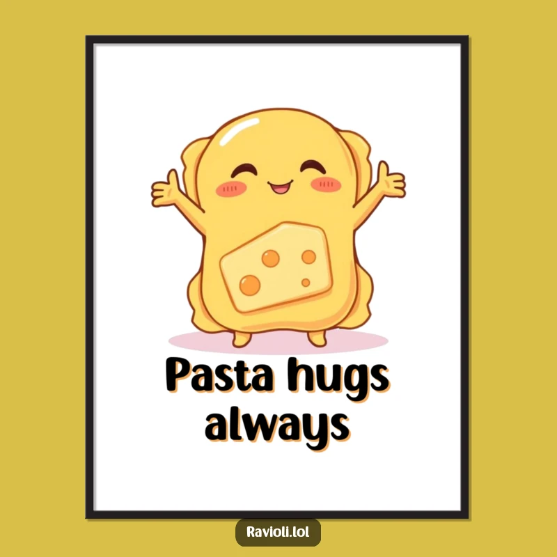 Funny Ravioli and Cheese Poster: Adorable Cartoon Art Print Gift