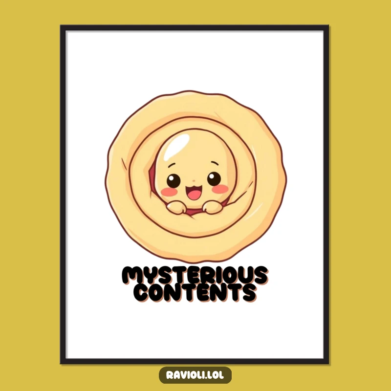 Funny Ravioli Dough Swirl Poster: Playful Cartoon Wall Art Surprise Gift