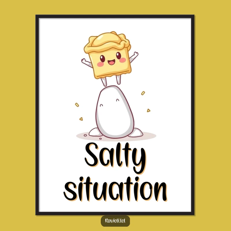 Funny Ravioli Salt Shaker Poster - Whimsical Wall Art for Kitchens
