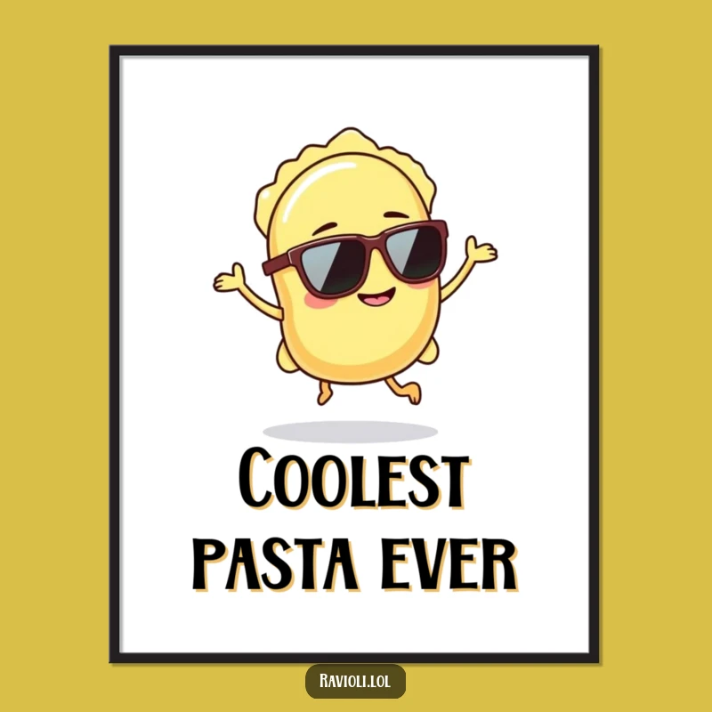 Funny Ravioli Sunglasses Hop Poster - Wall Art of Cool Pasta