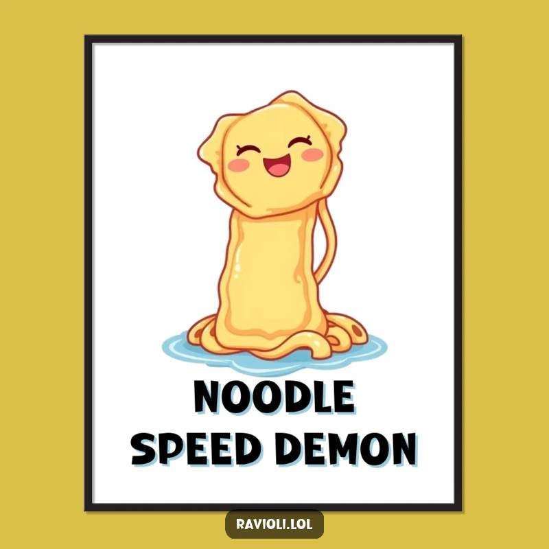 Funny Ravioli Waterslide Poster: Whimsical Wall Art for Kitchen Fun