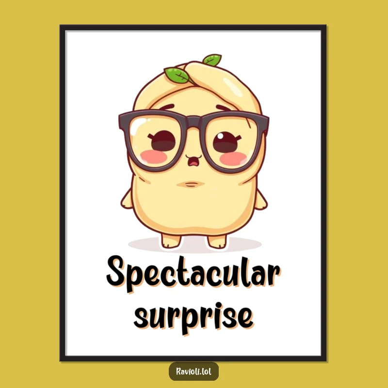 Funny Ravioli Glasses Poster: Whimsical Art, Perfect Humorous Decor