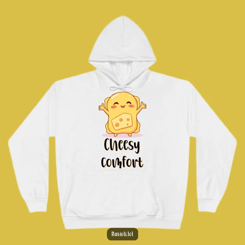 Funny Ravioli Hugging Cheese Hoodie: Cozy Cartoon Comfort Gift