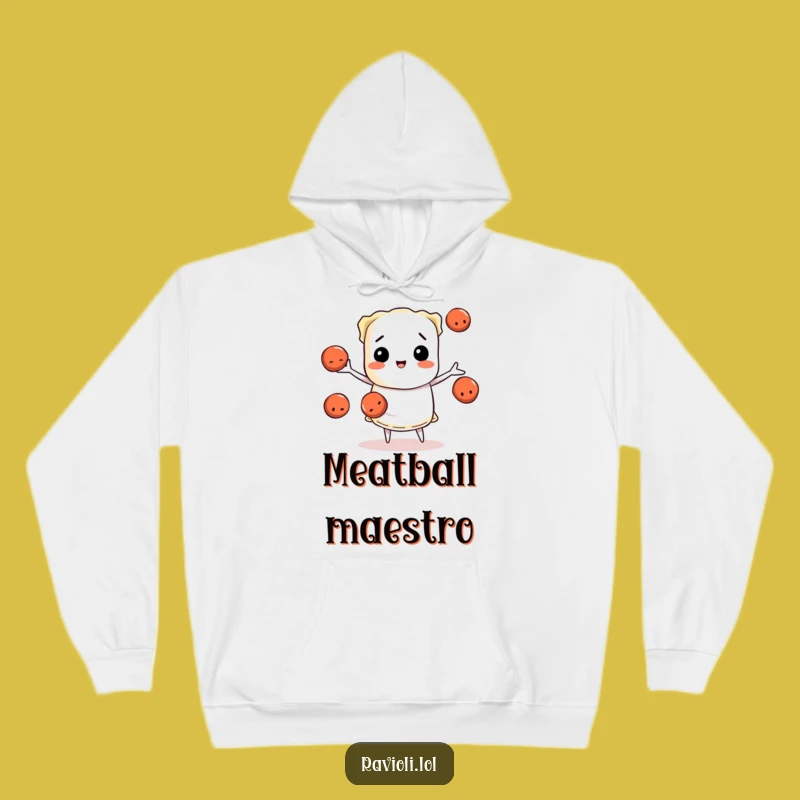 Cozy Funny Ravioli Hoodie: Hilarious Juggling Meatballs, Warm Chef Gift