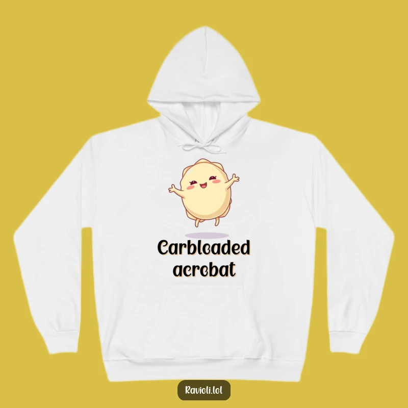 Funny Ravioli Cartwheel Hoodie: Cozy Up with Pasta Fun and Tiny Legs