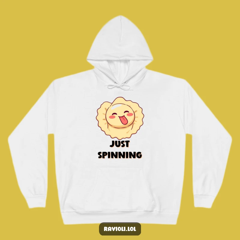 Funny Ravioli Spinning Silly Face Hoodie - Cozy Goofy Pasta