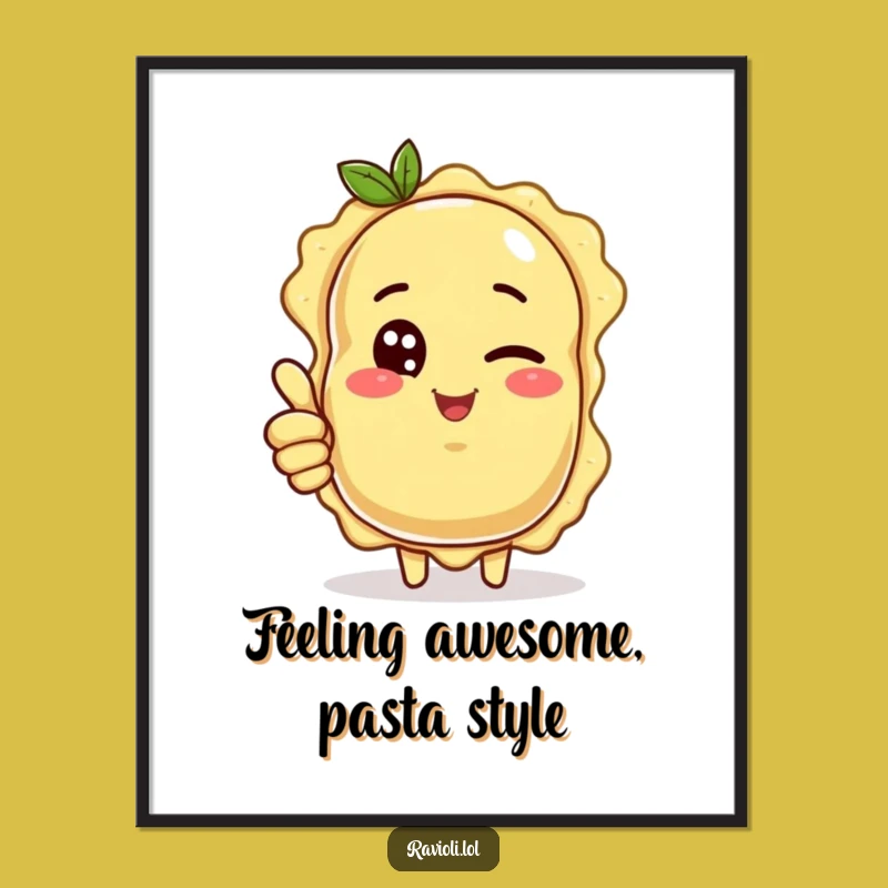 Cool Ravioli Wall Art Free Printable: Winking Pasta Downloadable Poster for Fun Decor
