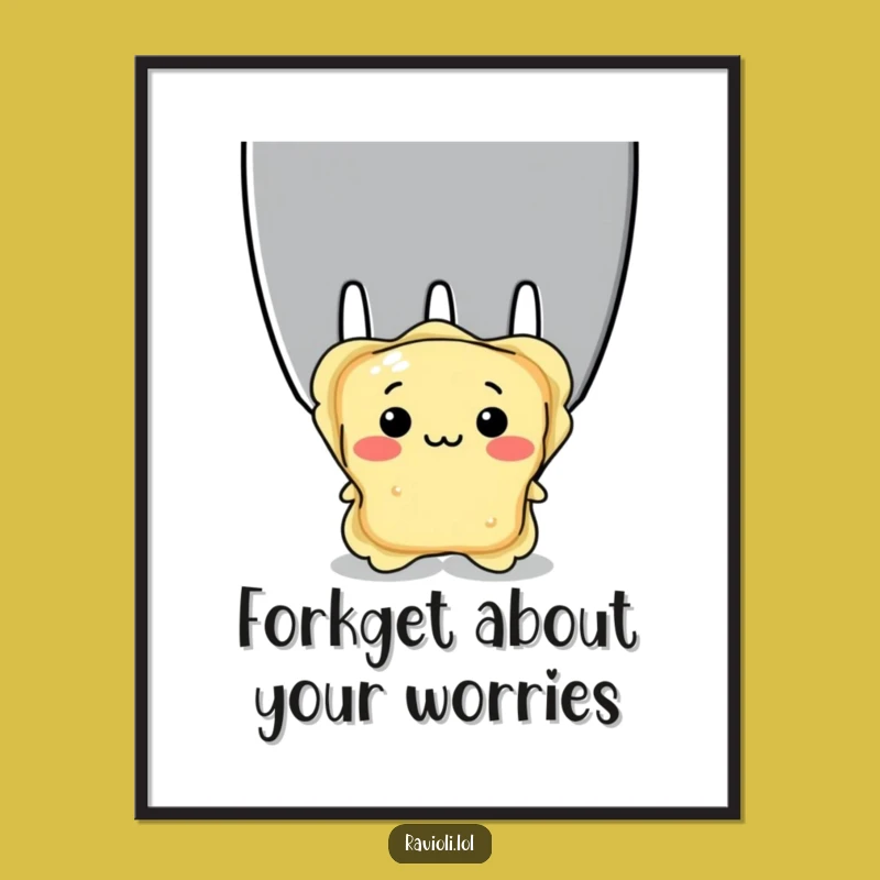 Free Printable Wall Art: Shy Ravioli Hiding, Funny Downloadable Decor for Kitchens and Offices