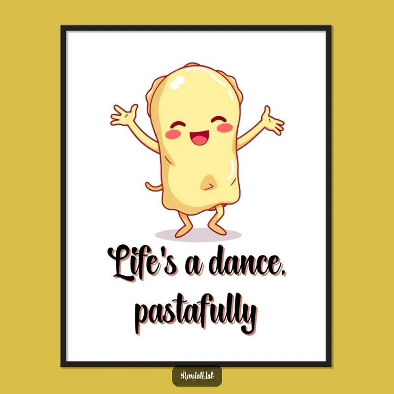 Free Printable Funny Ravioli Wall Art: Clumsy Dance, Quirky Downloadable Decor