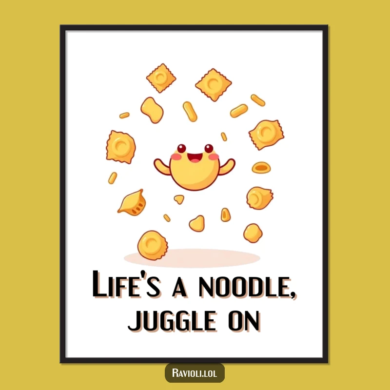 Free Printable Ravioli Wall Art - Funny Juggling Pasta Downloadable Art Gift