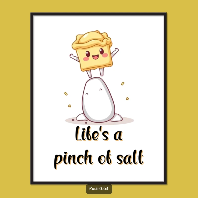 Free Printable Wall Art: Funny Ravioli Salt Shaker Balance - Quirky Downloadable Decor!
