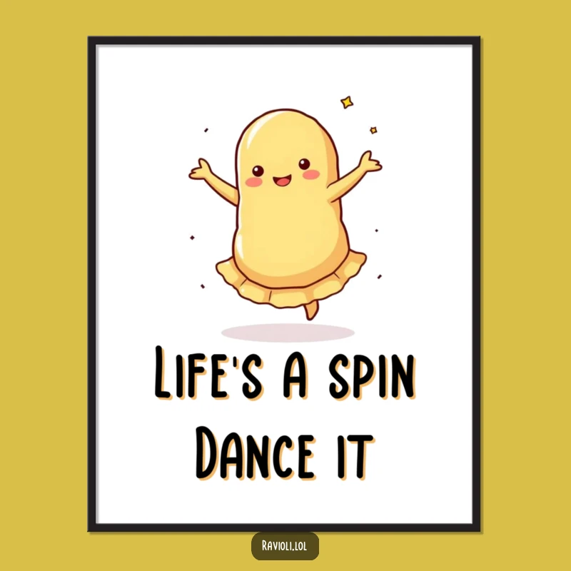 Free Printable Funny Ravioli Wall Art: Spinning Pasta Humorous Downloadable Art