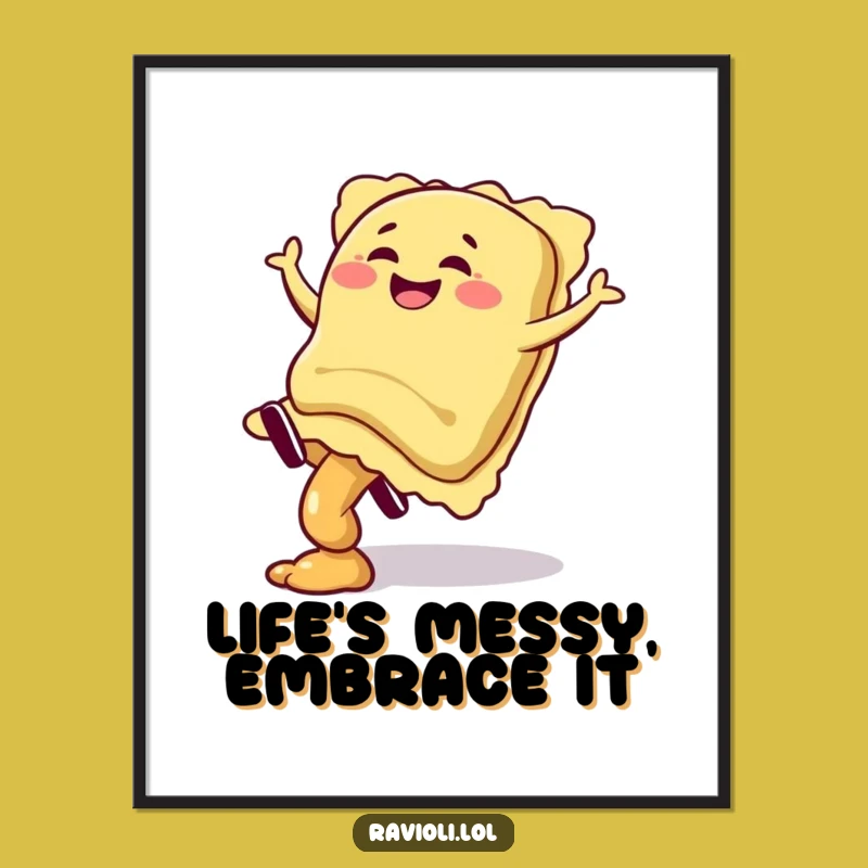 Funny Free Printable Wall Art: Giggling Ravioli Cartwheel - Humorous Downloadable Decor