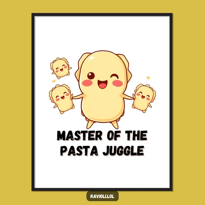 Free Printable Funny Ravioli Juggling Wall Art - Downloadable Humorous Decor