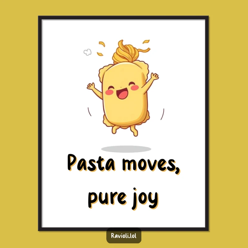 Free Printable Funny Cartwheeling Ravioli Wall Art - Downloadable Humorous Decor
