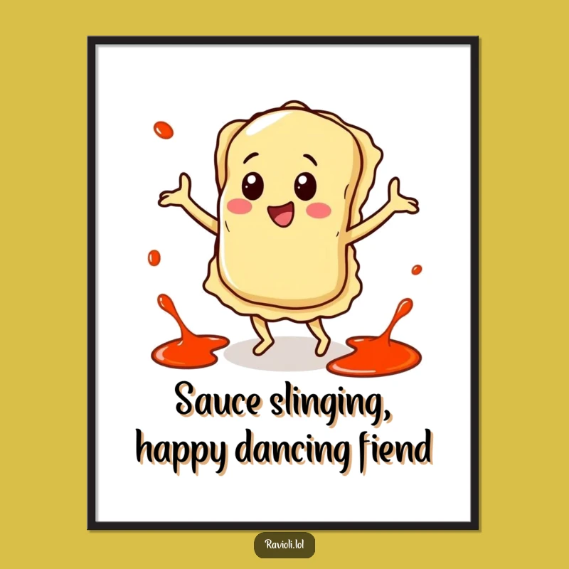Funny Free Printable Wall Art: Happy Ravioli Dancing Art, Saucy Decor, Downloadable Italian Piece