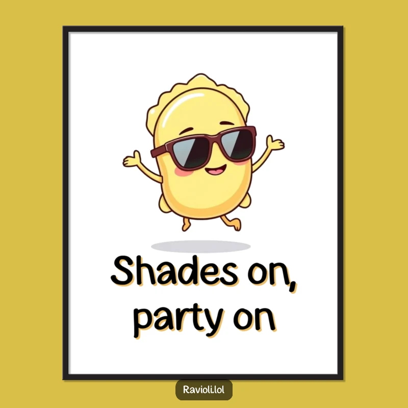 Free Printable Wall Art: Funny Ravioli Sunglasses Hop! Hilarious Downloadable Decor