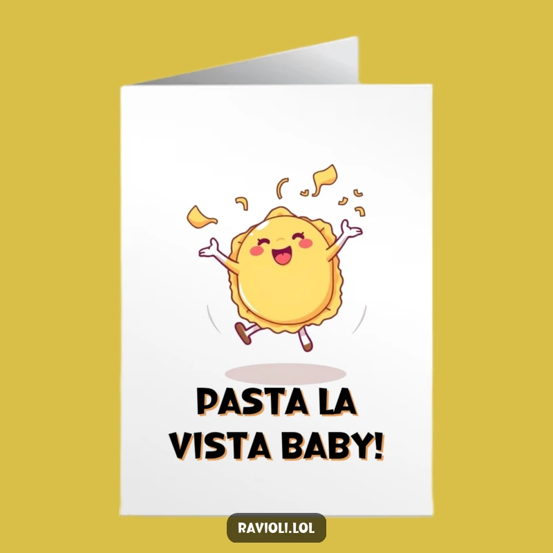 Free Printable Birthday Card: Funny Ravioli Cartwheel Design - Instant Download Gift