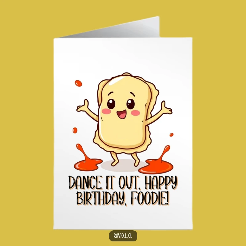 Free Printable Birthday Card: Happy Ravioli Dance, Saucy Celebration, Downloadable Fun Gift