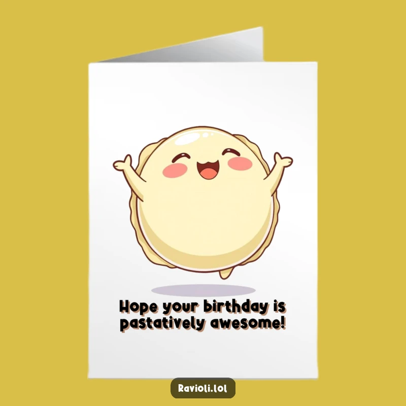 Free Printable Birthday Card: Joyful Ravioli Bounce Funny Downloadable Gift