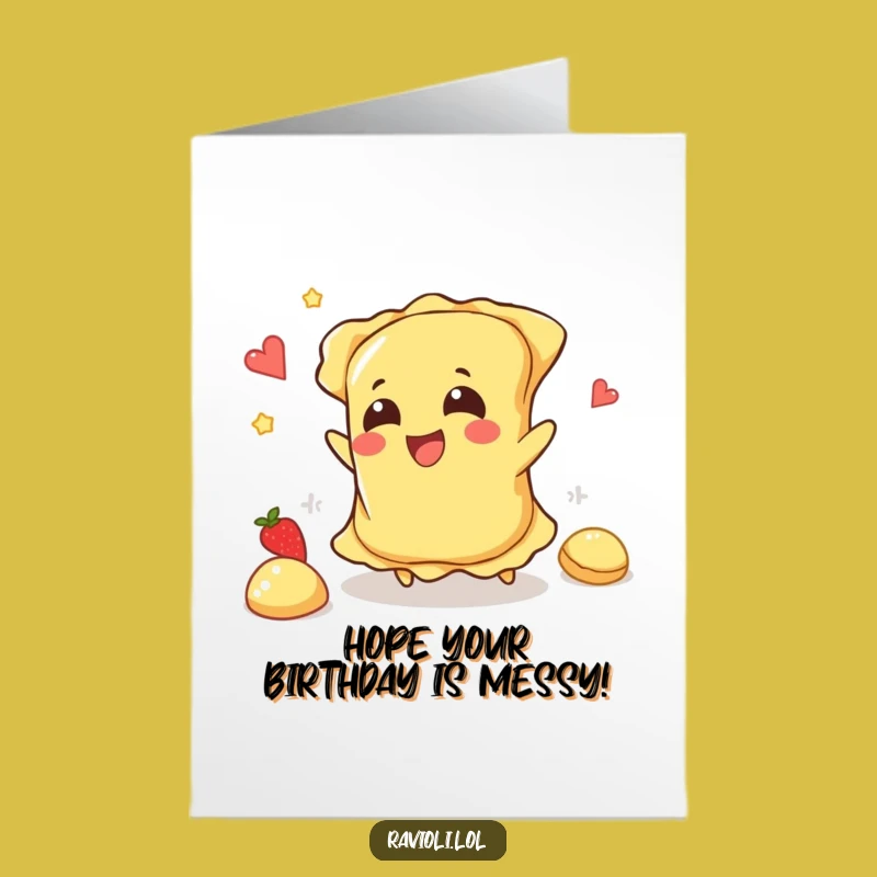 Free Printable Birthday Card: Tripping Ravioli Funny Downloadable Gift