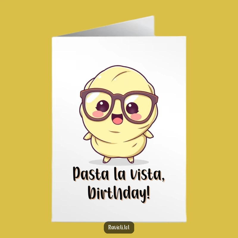 Free Printable Ravioli Birthday Card: Funny Glasses Tripping Downloadable Gift for Laughs