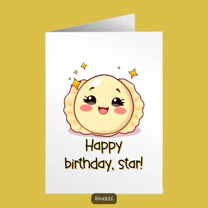 Free Printable Birthday Card: Starry-Eyed Ravioli Amazed, Whimsical Downloadable Gift for Fun