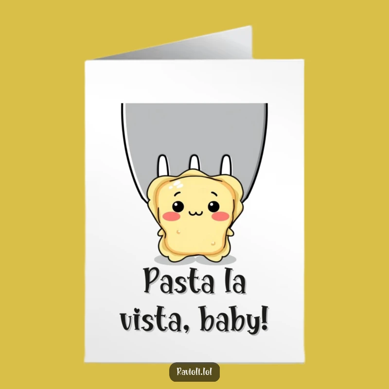 Free Printable Birthday Card: Shy Ravioli Hiding, Hilarious Downloadable Gift for Pasta Lovers