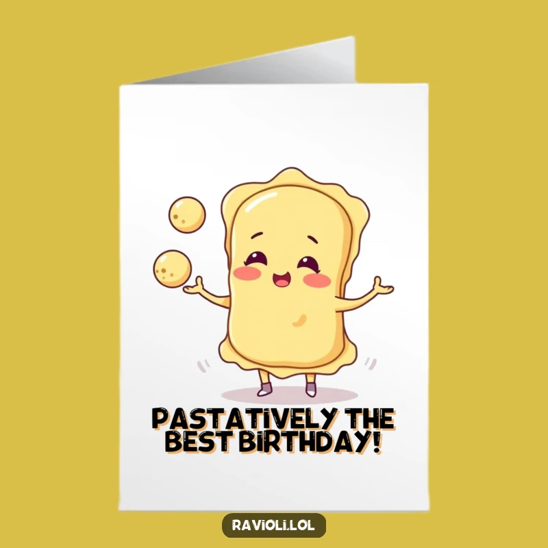 Free Printable Ravioli Birthday Card: Funny Juggling Cheese Balls Downloadable Gift