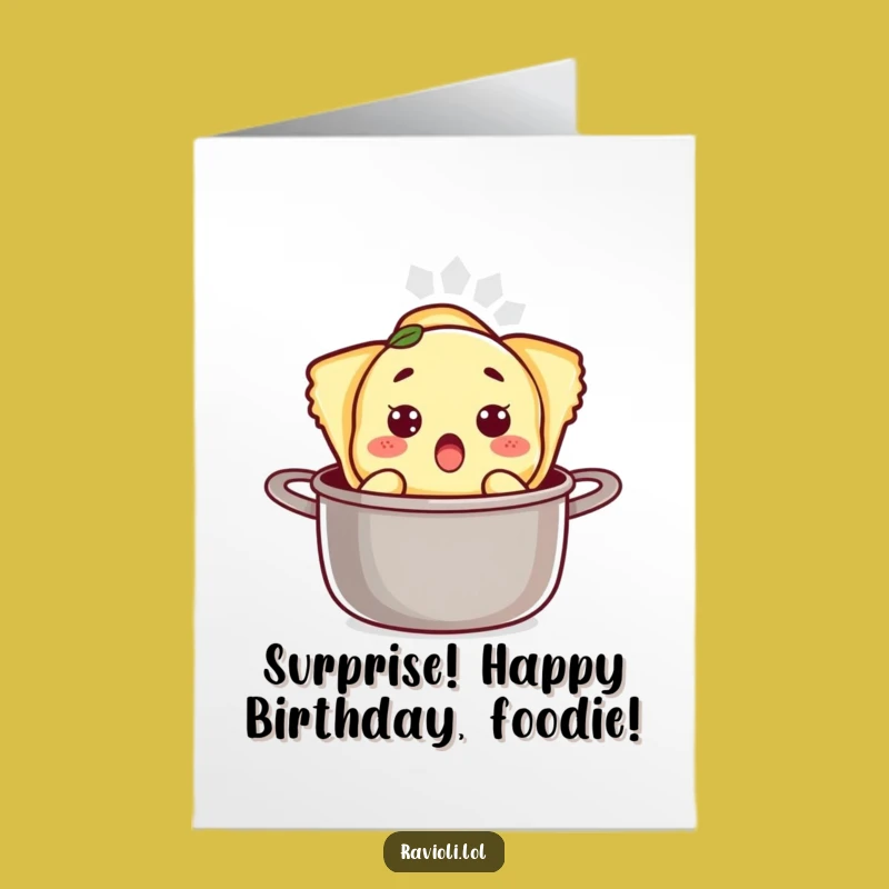 Free Printable Birthday Card: Surprised Ravioli Pot - Funny Downloadable Gift