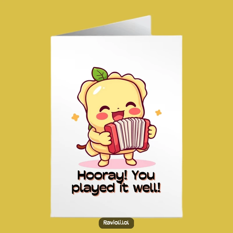 Free Printable Congrats Card: Ravioli Accordion Music - Celebrate with Downloadable Joy!