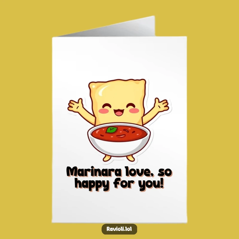 Free Printable Congrats Card: Ravioli's Marinara Joy, Italian Food Bliss, Downloadable Celebration