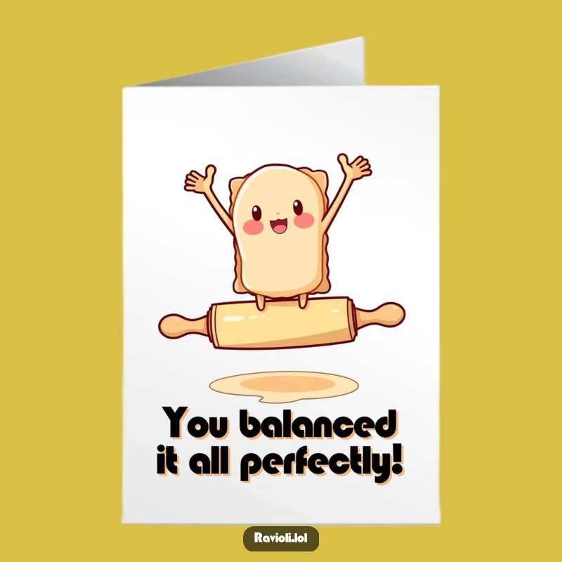 Free Printable Congratulations Card: Balancing Ravioli Shenanigans, Funny Downloadable Gift