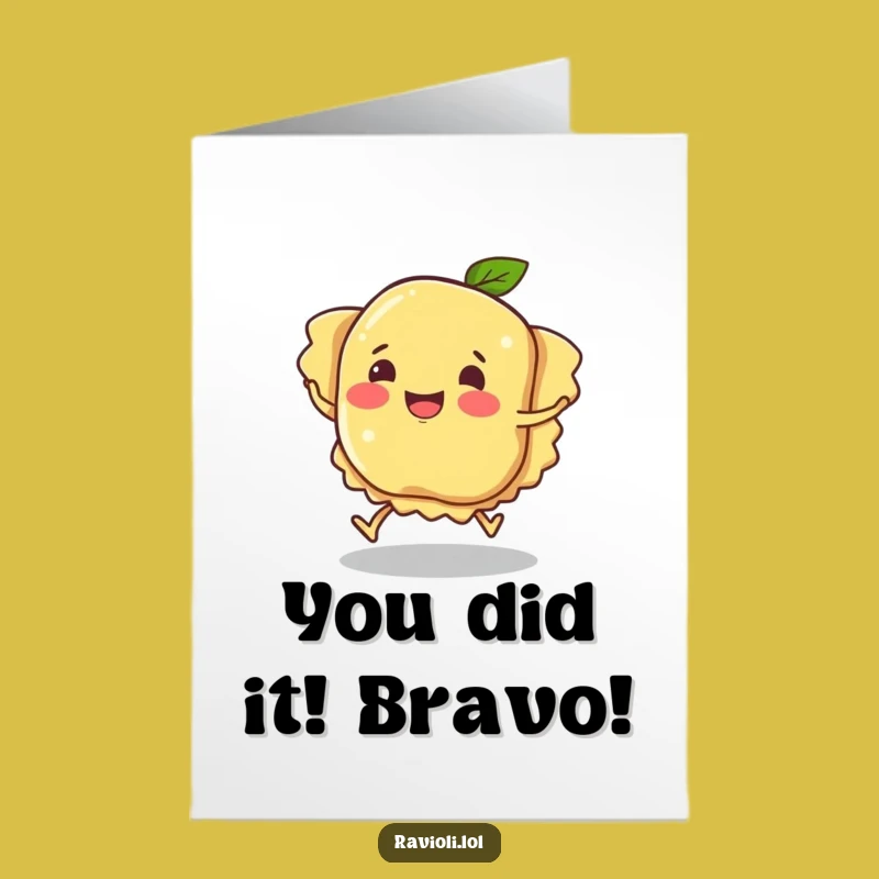 Free Printable Congratulations Card: Goofy Ravioli Tumbles, Funny Downloadable Gift for Success