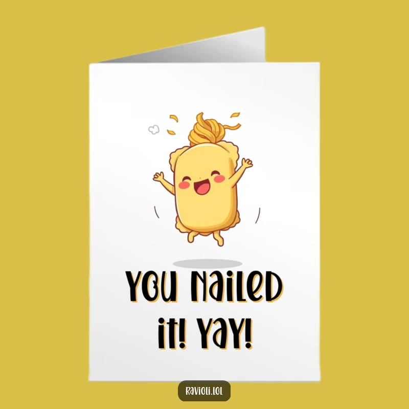 Free Printable Funny Cartwheeling Ravioli Congrats Card - DIY Downloadable Gift