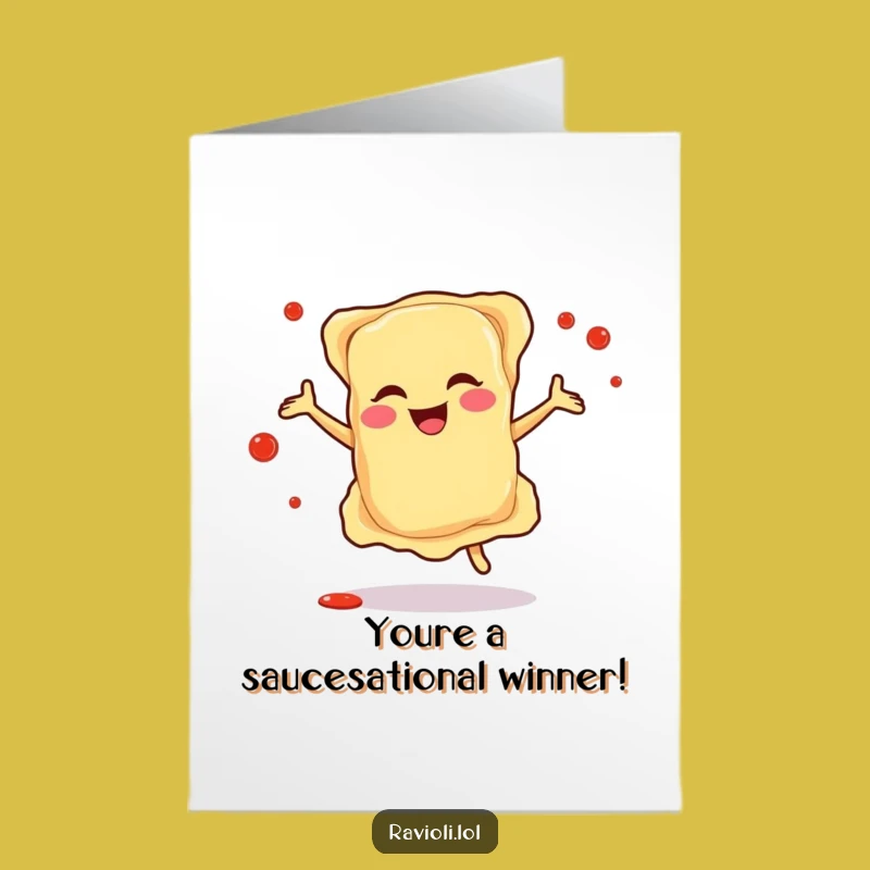 Free Printable Ravioli Congrats Card: Dancing Pasta Celebration, Downloadable