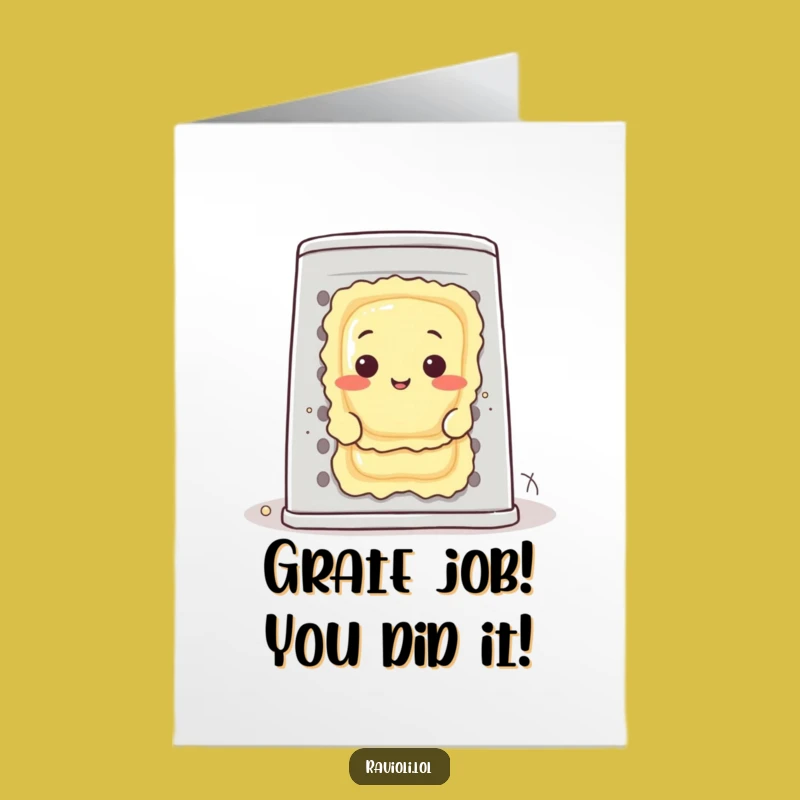 Free Printable Congratulations Card: Ravioli Behind Grater, A Cheesy Downloadable Gift!